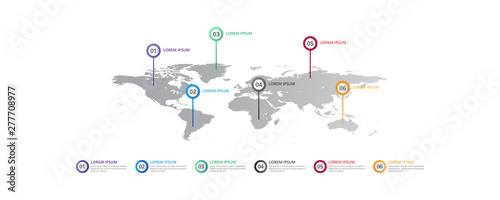 world map Infographic template with icons options . world infographic . business infographic for presentations, layout, banner, chart, info graph.