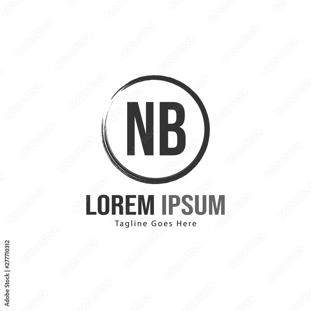 Initial NB logo template with modern frame. Minimalist NB letter logo vector illustration