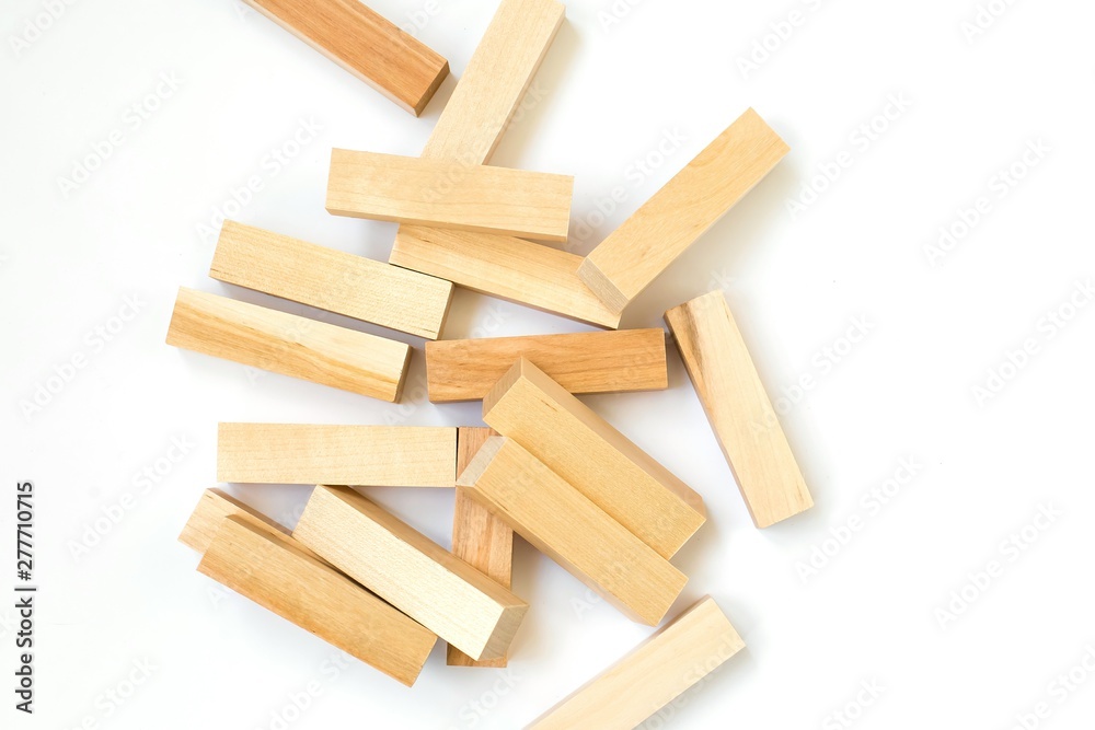 Wooden game bars on white isolated background close up Wooden game bars on white isolated background close up