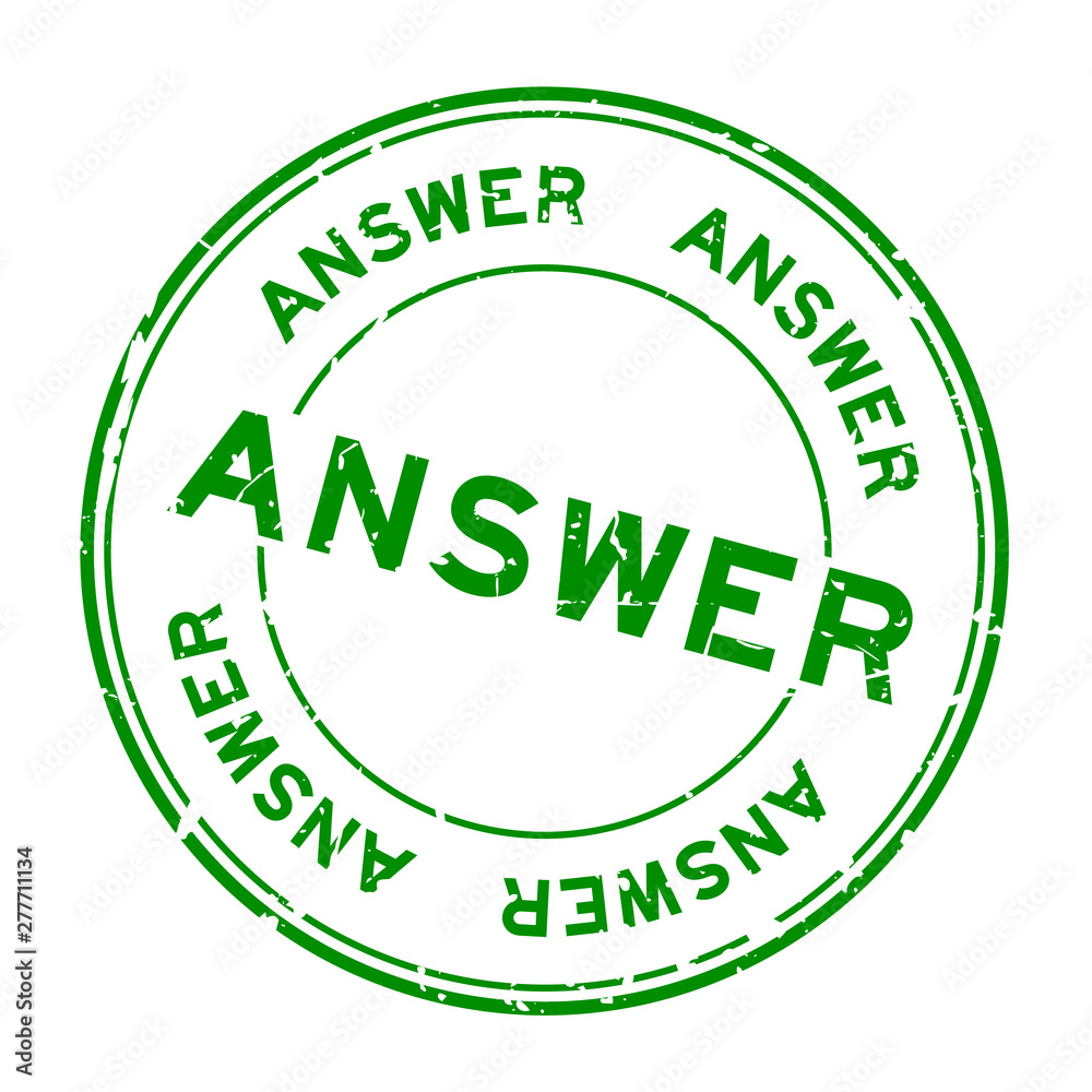 Grunge green answer word round rubber seal stamp on white background Grunge green answer word round rubber seal stamp on white background
