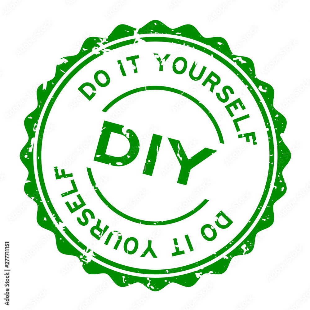 Grunge green DIY word (Abbreviation of Do it yourself) word round rubber seal stamp on white background Grunge green DIY word (Abbreviation of Do it yourself) word round rubber seal stamp on white background