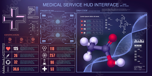 Medical service HUD, Futuristic virtual graphic touch user interface