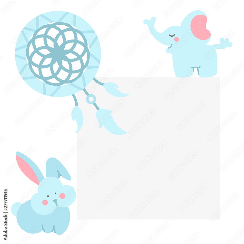 Obraz premium Poster template for social media with doodle characters.