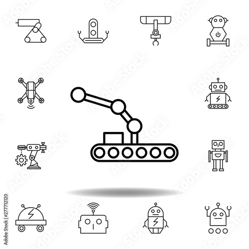 Robotics robot conveyor outline icon. set of robotics illustration icons. signs, symbols can be used for web, logo, mobile app, UI, UX