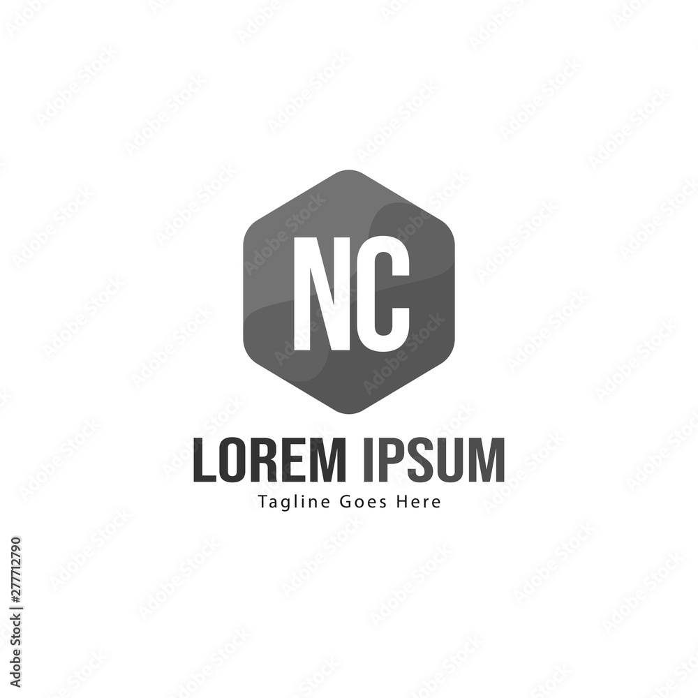 Initial NC logo template with modern frame. Minimalist NC letter logo vector illustration