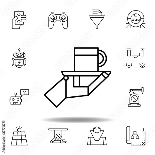 Robotics robot waiter cup outline icon. set of robotics illustration icons. signs, symbols can be used for web, logo, mobile app, UI, UX