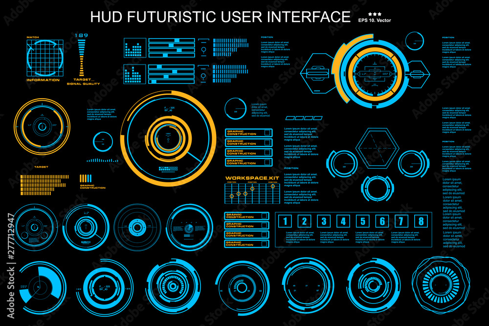 Sci-fi futuristic hud dashboard display virtual reality technology screen Sci-fi futuristic hud dashboard display virtual reality technology screen