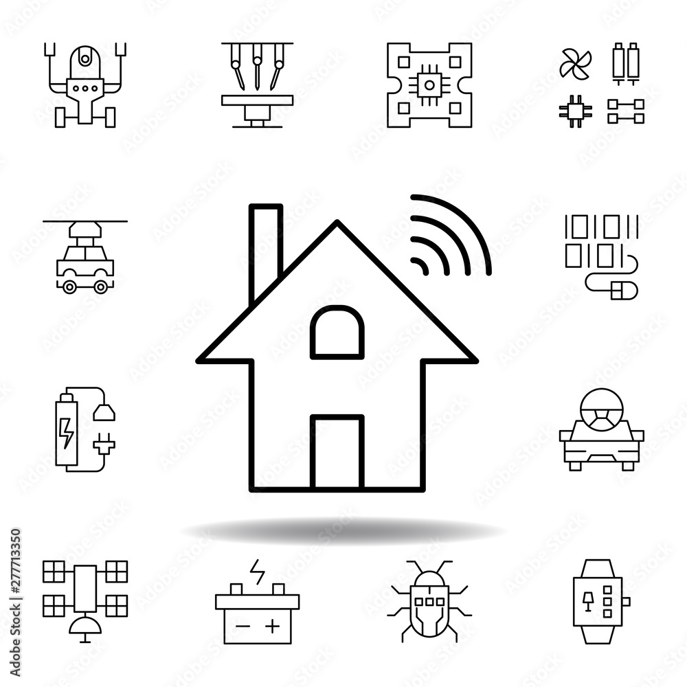 Robotics dominotics home wi-fi outline icon. set of robotics illustration icons. signs, symbols can be used for web, logo, mobile app, UI, UX