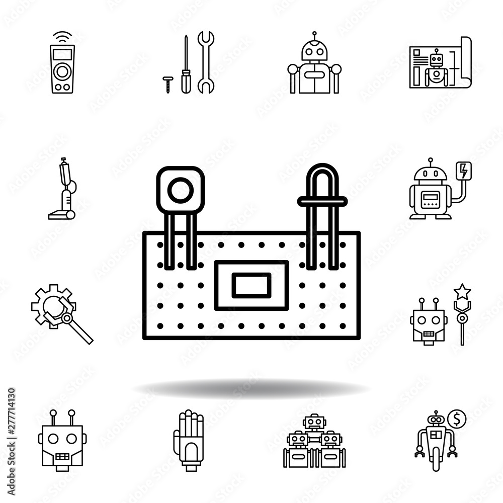 Robotics protoboard outline icon. set of robotics illustration icons ...