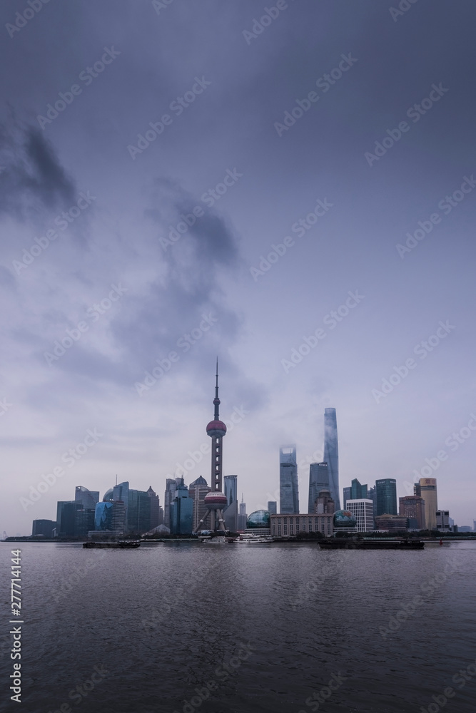 Shanghai skyline in the morning, Also showing the recently completed Shanghai Tower (the 2nd tallest building in the world)Asia,China.
