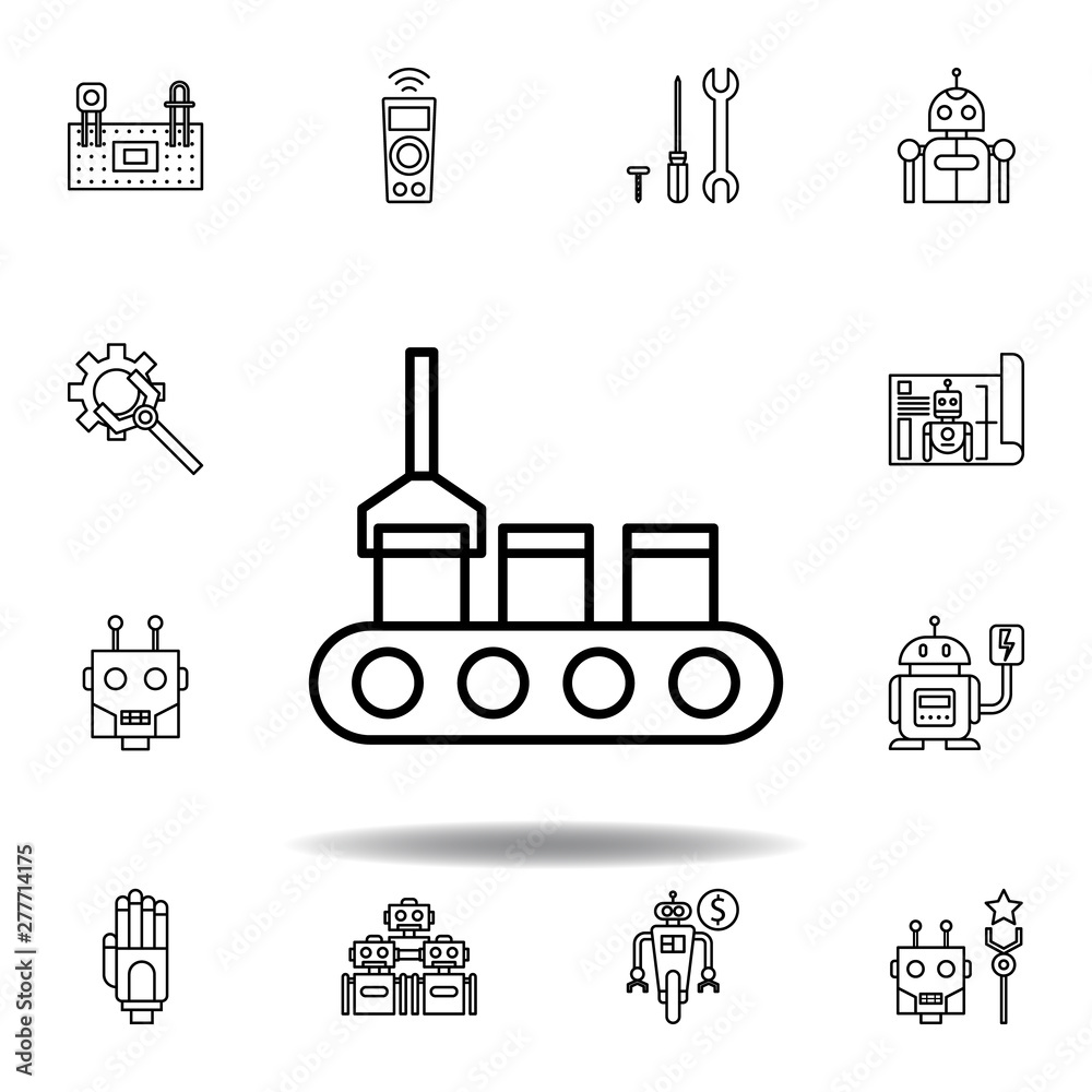 Robotics production outline icon. set of robotics illustration icons. signs, symbols can be used for web, logo, mobile app, UI, UX