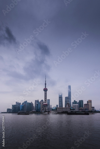 Shanghai skyline in the morning  Also showing the recently completed Shanghai Tower  the 2nd tallest building in the world Asia China.
