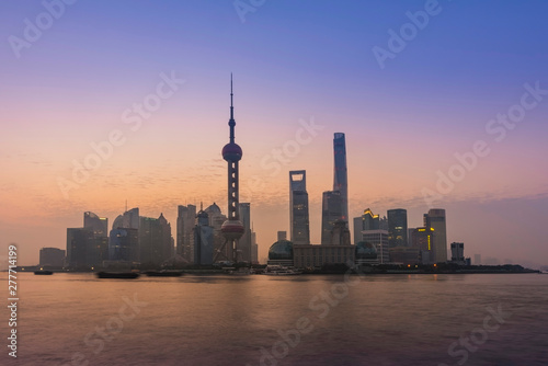 Shanghai skyline in the morning  Also showing the recently completed Shanghai Tower  the 2nd tallest building in the world Asia China.