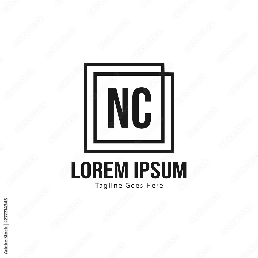 Fototapeta premium Initial NC logo template with modern frame. Minimalist NC letter logo vector illustration