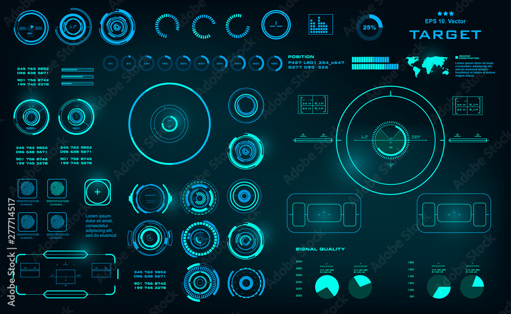 Sci-fi futuristic hud dashboard display virtual reality technology screen