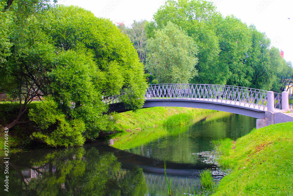 a small bridge across a small river