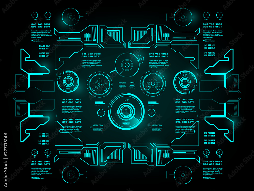 Sci-fi futuristic hud dashboard display virtual reality technology screen Sci-fi futuristic hud dashboard display virtual reality technology screen