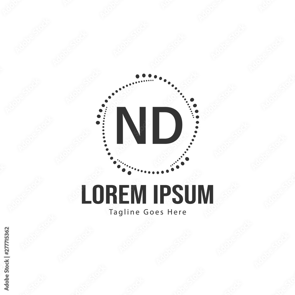 Initial ND logo template with modern frame. Minimalist ND letter logo vector illustration
