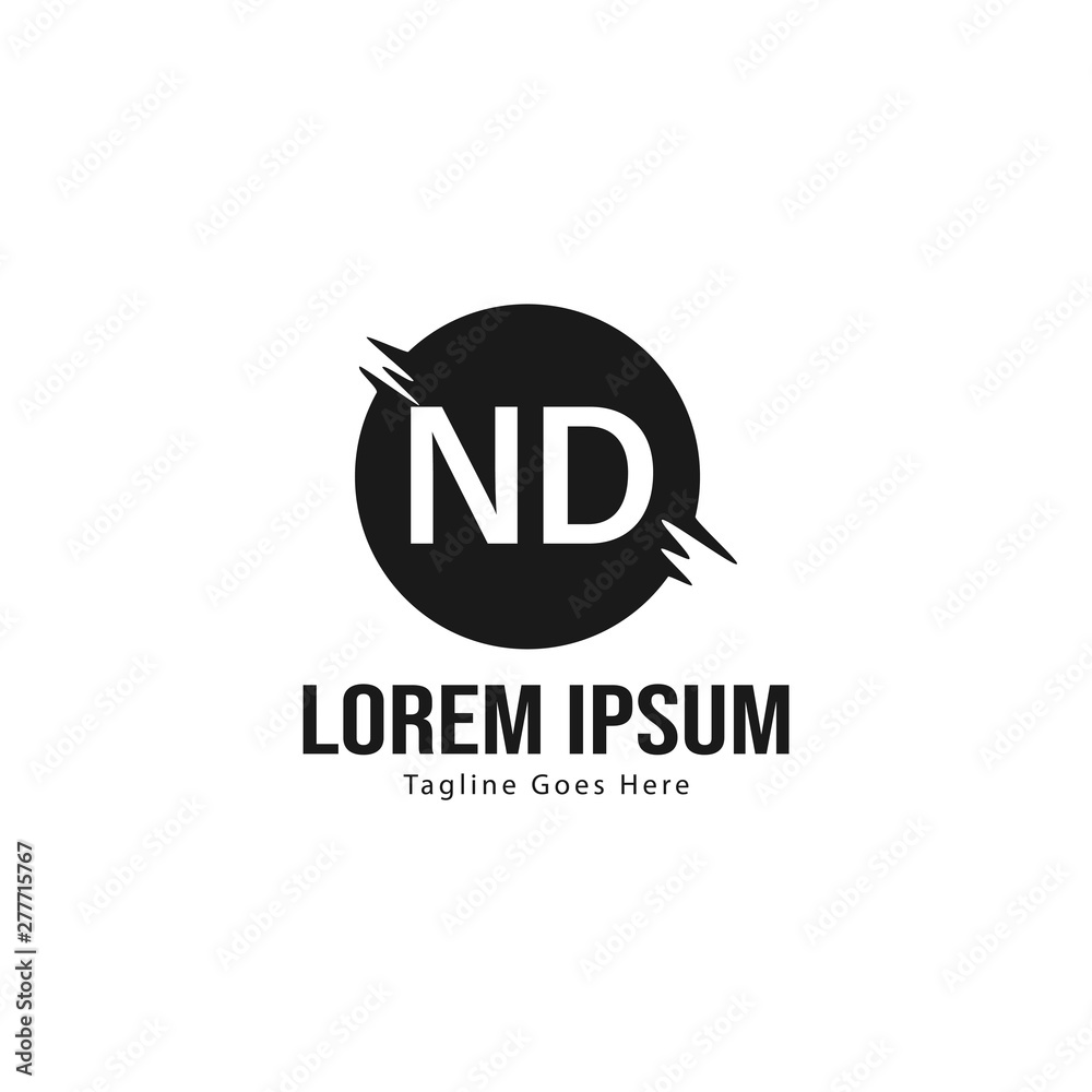 Initial ND logo template with modern frame. Minimalist ND letter logo vector illustration