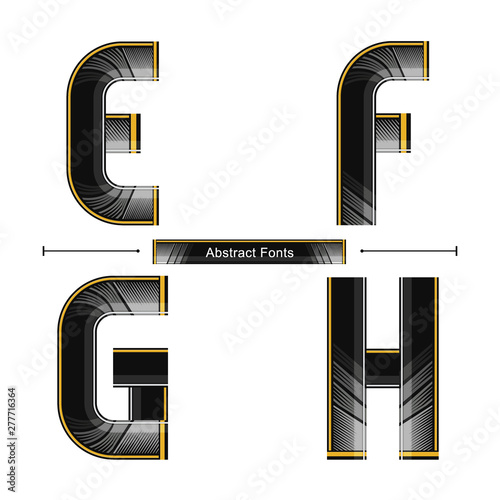 Alphabet Modern abstract black color style in a set EFGH photo