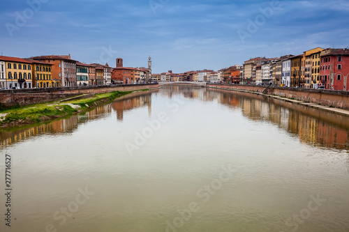 View of the Arno River and Pisa city © anamejia18