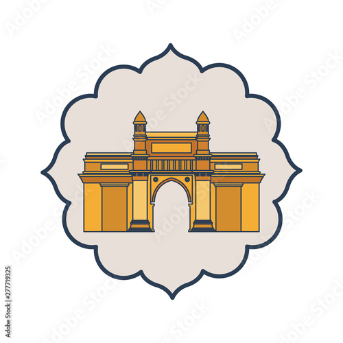 edification of gateway of india isolated icon