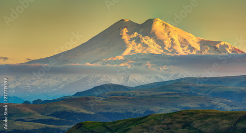 Panoramic view of Elbrus mountain. photo