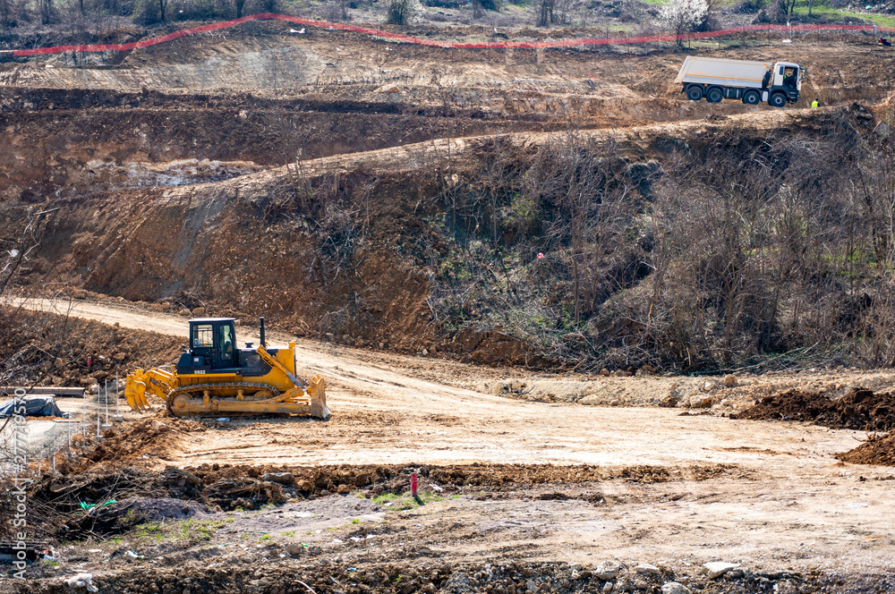 Bulldozer on the construction site