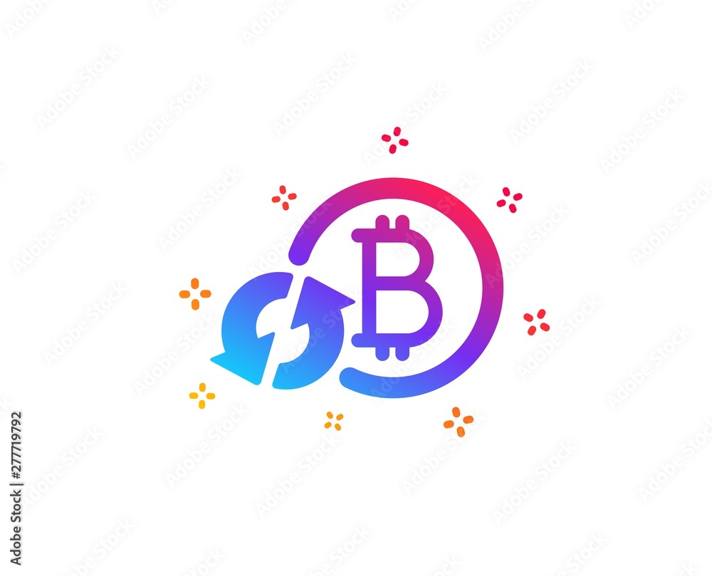 Bitcoin icon. Refresh cryptocurrency coin sign. Crypto money symbol. Dynamic shapes. Gradient design refresh bitcoin icon. Classic style. Vector Bitcoin icon. Refresh cryptocurrency coin sign. Crypto money symbol. Dynamic shapes. Gradient design refresh bitcoin icon. Classic style. Vector