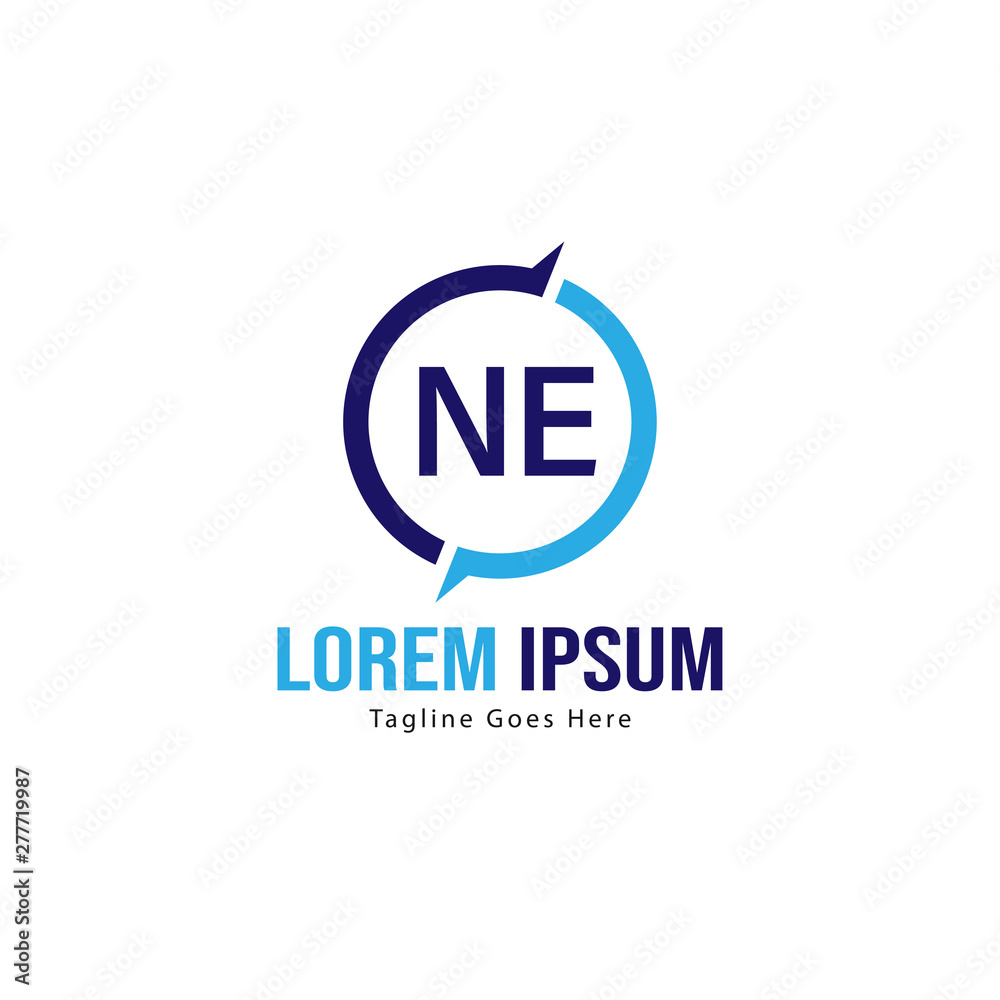 Initial NE logo template with modern frame. Minimalist NE letter logo vector illustration Initial NE logo template with modern frame. Minimalist NE letter logo vector illustration