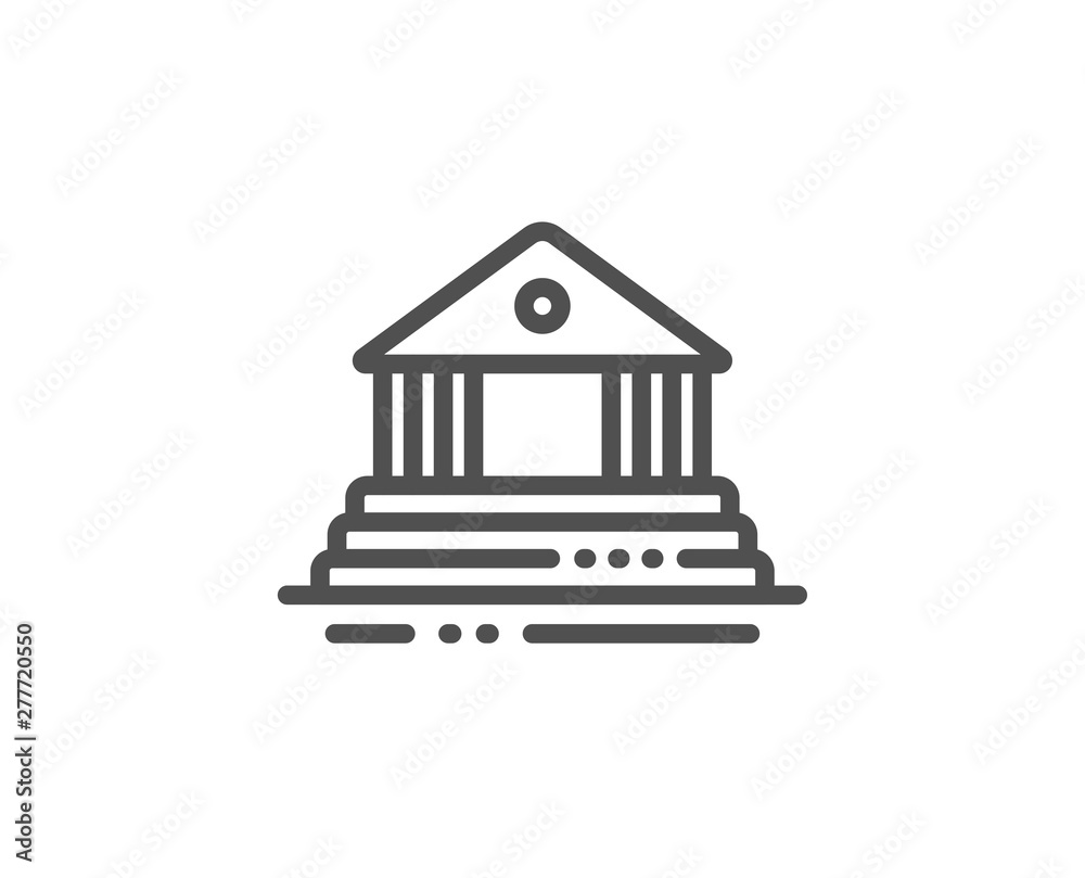 Court building line icon. City architecture sign. Courthouse, government symbol. Quality design element. Linear style court building icon. Editable stroke. Vector Court building line icon. City architecture sign. Courthouse, government symbol. Quality design element. Linear style court building icon. Editable stroke. Vector