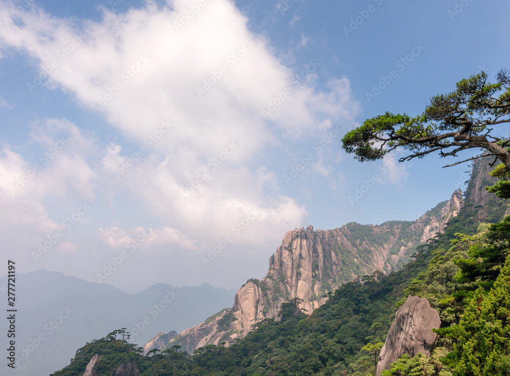 Mount Sanqing or Sanqingshan, a Taoist sacred mountain in Yushan County, Jiangxi, China. UNESCO World Heritage. National Geopark.