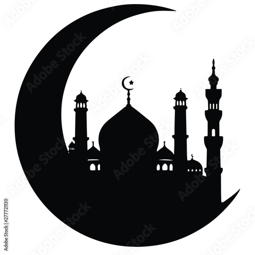 silhouette of mosque in the night