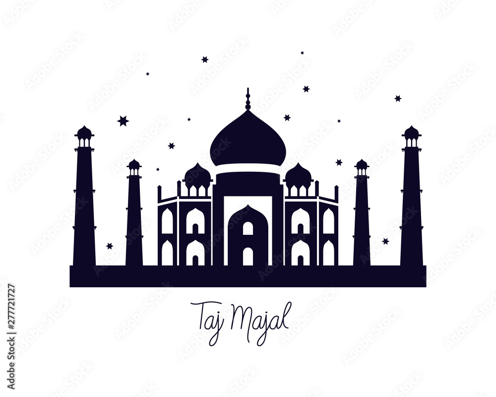edification of taj majal and indian independence day vector illustrator