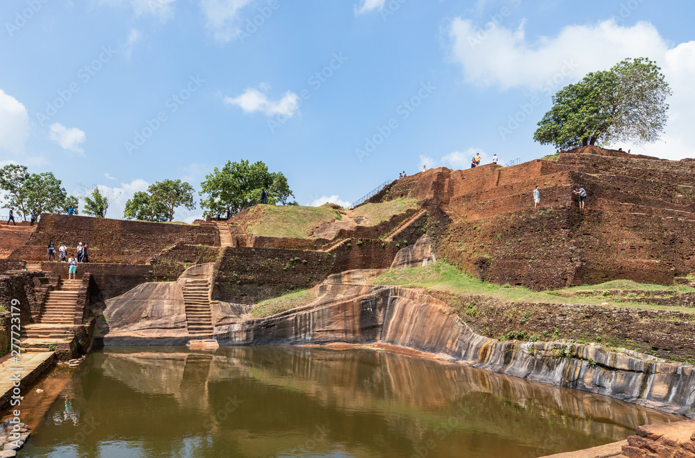 Ruined fortress or palace on the Sigiriya Rock, Sigiriya, Sri Lanka. UNESCO Wrold Heritage Site.