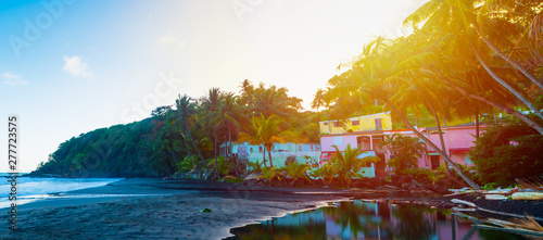 Colorful houses in Grande Anse beach photo