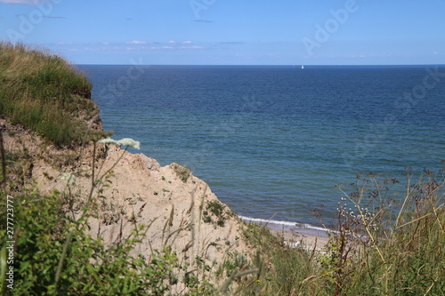Fototapeta Naklejka Na Ścianę i Meble -  View from the cliffs across the Mediterranean Sea up to horizon in summer