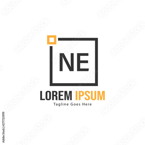 Initial NE logo template with modern frame. Minimalist NE letter logo vector illustration