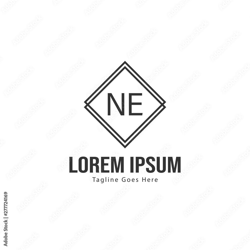 Fototapeta premium Initial NE logo template with modern frame. Minimalist NE letter logo vector illustration