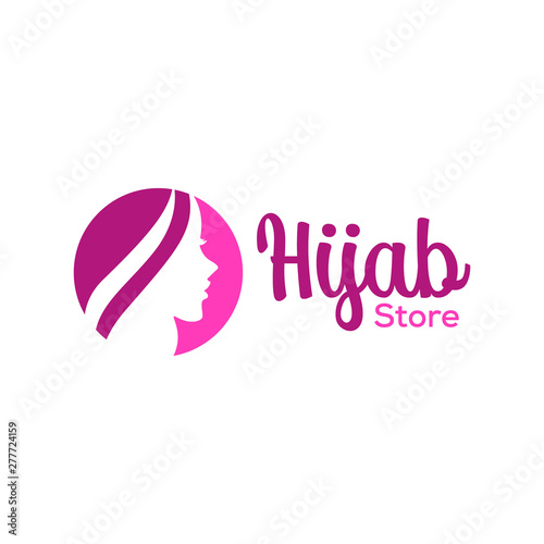 Muslimah female in hijab , woman beauty in hijab logo design, vector illustration