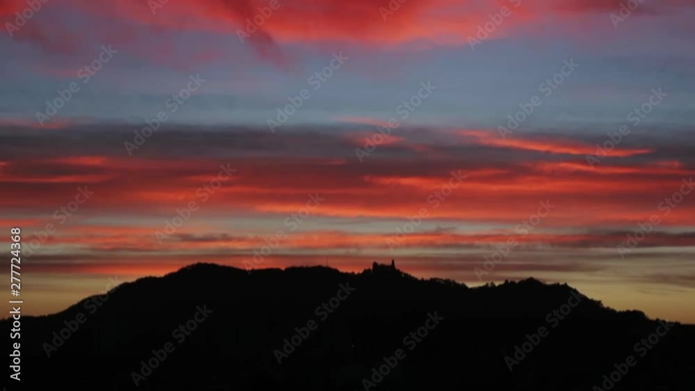 Orange sky over Sintra in Portugal