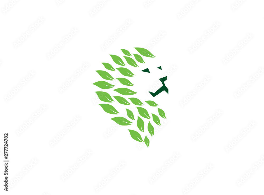 lion head with leaves for logo design illustration lion head with leaves for logo design illustration