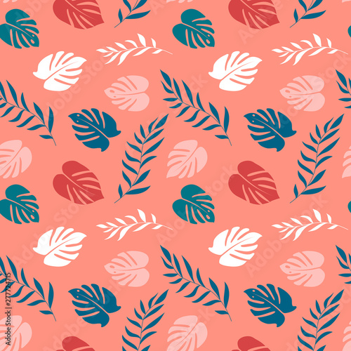Wallpaper Mural Seamless tropical pattern with palm leaves. Cute baby background for clothes, room birthday decor, t-shirt print, kids wear fashion, baby shower invitation card, wrapping paper Torontodigital.ca