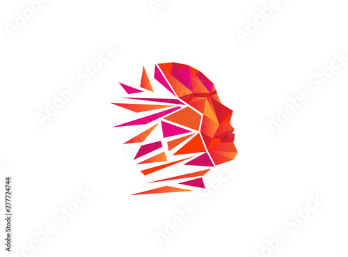 polygon man head for logo design illustration
