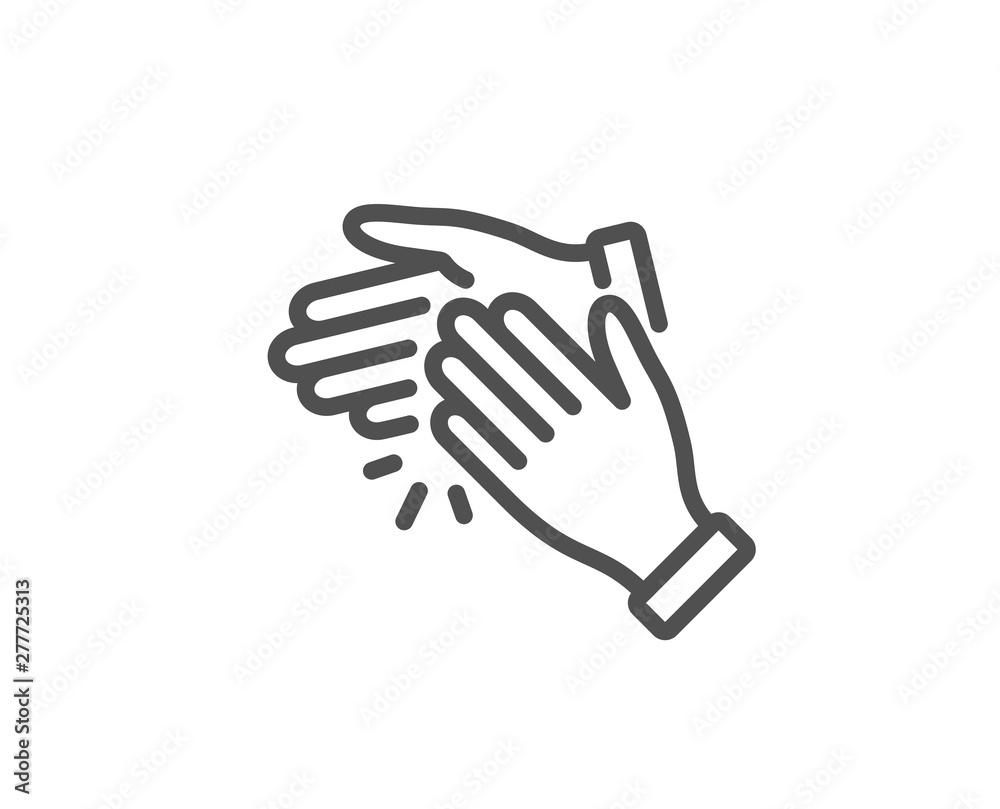 Clapping hands line icon. Clap sign. Victory gesture symbol. Quality design element. Linear style clapping hands icon. Editable stroke. Vector