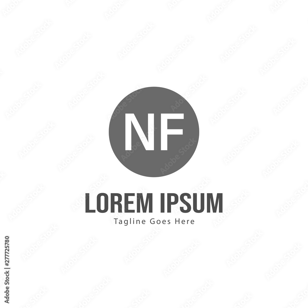 Initial NF logo template with modern frame. Minimalist NF letter logo vector illustration