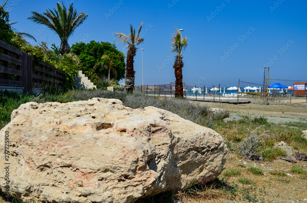 big stone on the beach in cyprus