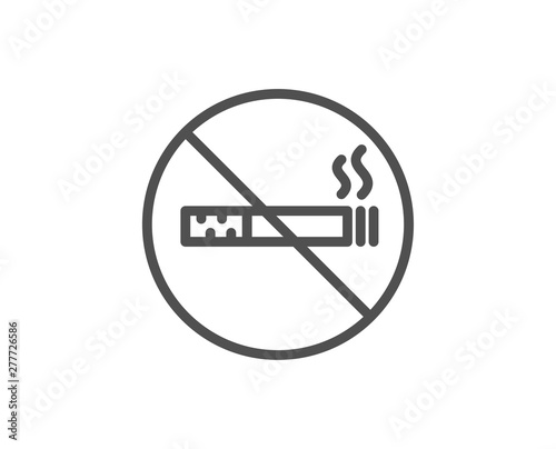 No smoking line icon. Stop smoke sign. Hotel service symbol. Quality design element. Linear style no smoking icon. Editable stroke. Vector