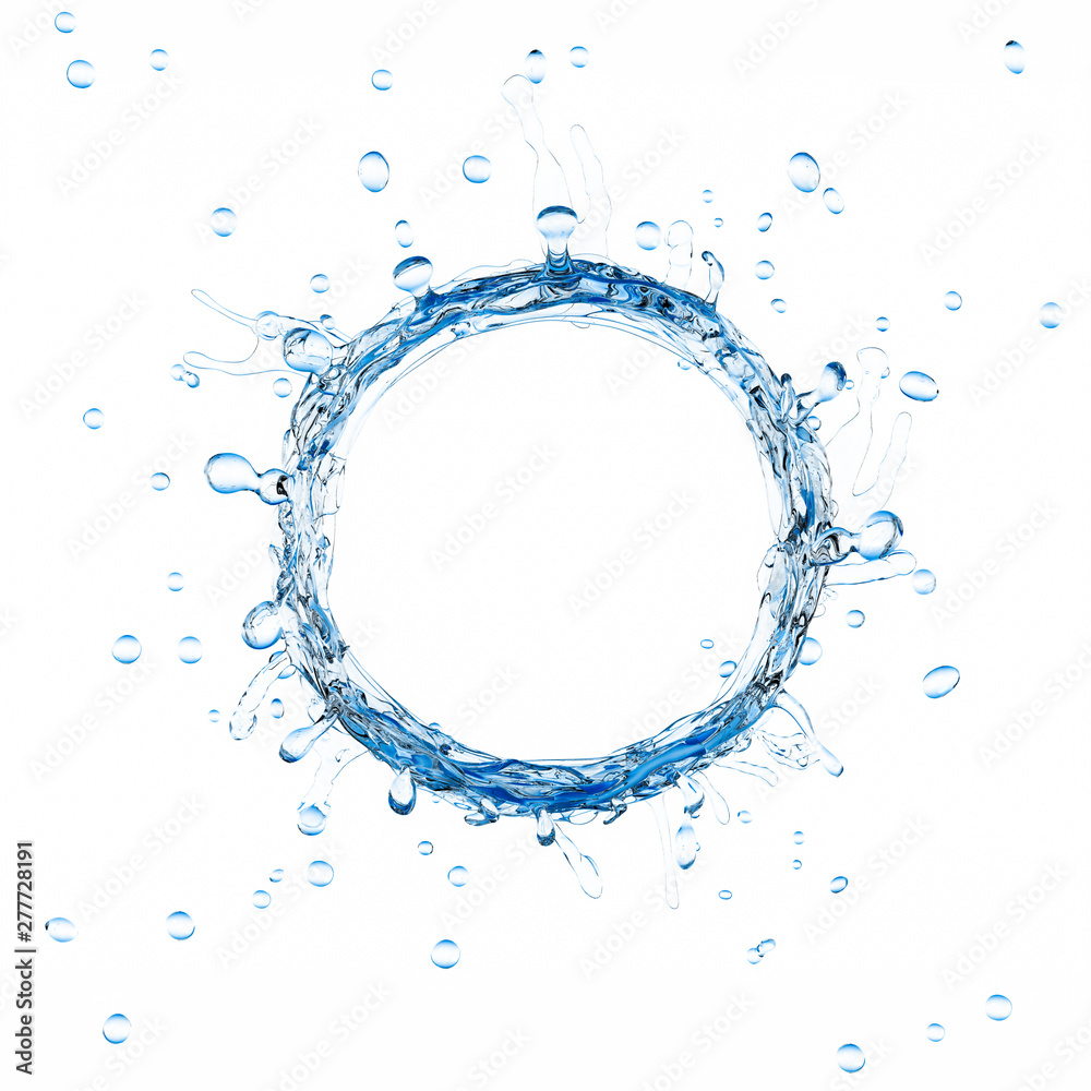 水の輪とはじける水滴のイラストcg Stock Illustration Adobe Stock