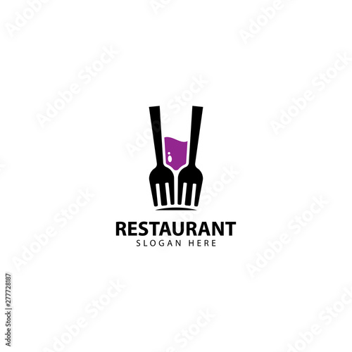 Restaurant Logo Design with forks and glass